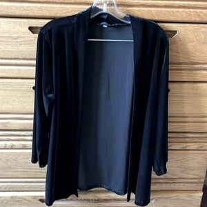 Notation FORMAL JACKET BLACK soft stretch VELVET OPEN front blazer sweater LRG